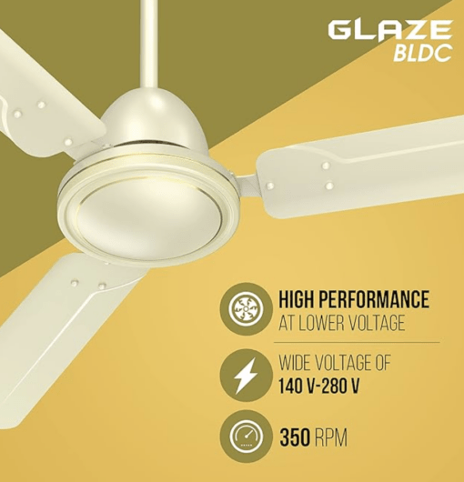 Havells 1200mm Glaze BLDC Motor Ceiling Fan | Remote Controlled, High Air Delivery Fan | 5 Star Rated, Upto 60% Energy Saving, 2 Year Warranty | (Pack of 1, Bianco) - Image 2